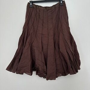 Vintage Flare Skirt 8P Brown Grunge‎ Earthy Crinkle Lagen Whimsygoth